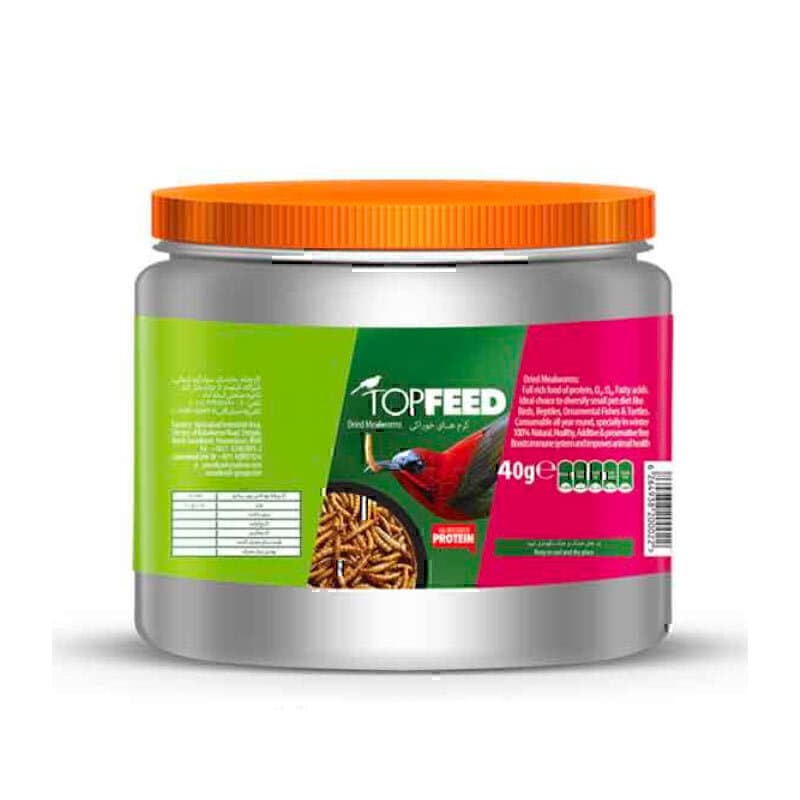 میل ورم خشک شده پرندگان تاپ فید Topfeed Dry Mealworm وزن 40 گرم